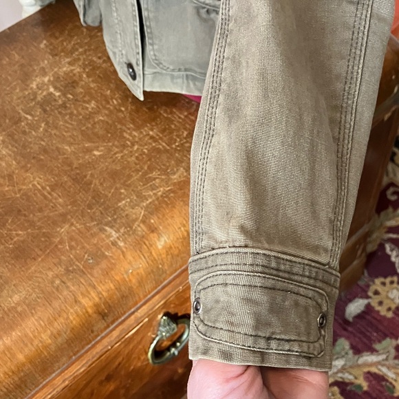 Structured Army Green Belted Utility Jacket – Fitted, Cotton/Spandex Blend - Picture 6 of 10